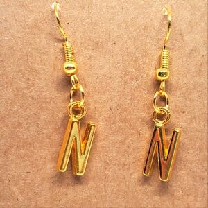 7/$10 N Initial Earrings, New